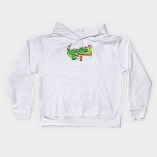 Pool Snooker Player Tyrannosaurus Dinosaur Dino Cartoon Cute Character Kids Hoodie